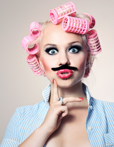 Attractive girl with mustache, similar available in my portfolio