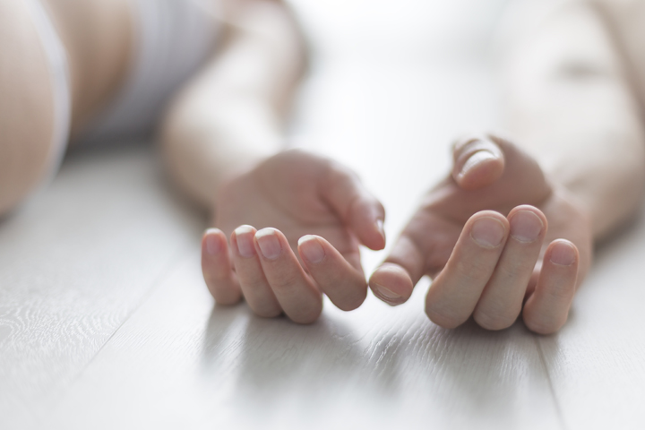 the gentle touch of hands couple in love which lies on the floor naked ** Note: Soft Focus at 100%, best at smaller sizes