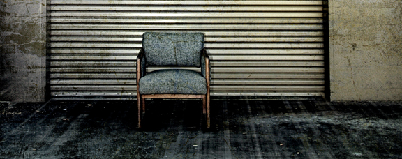 Metal Door And Single Chair Retro Photoart Grunge